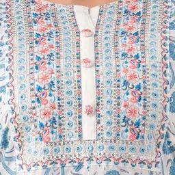 FASHION DEPTH Floral Printed Mirror Work Pure Cotton Kurta image 3