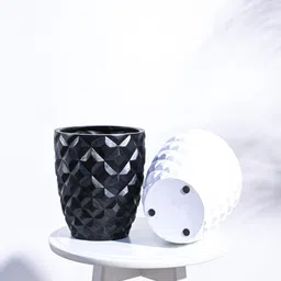 ugaoo White Plastic Heraldry Taper Round Small Desk Pot image 4