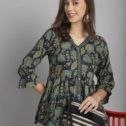 KALINI Print Tiered Pure Cotton A-Line Top image 5