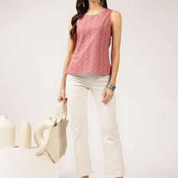 Anouk Geometric Printed Sleeveless Round Neck Cotton Top image 4