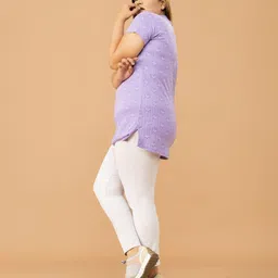 CUPID Plus Size Geometric Printed Mandarin Collar Cotton Top image 4