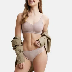 Jockey Wirefree Non Padded Cotton Full Coverage Solid Moulded Everyday Bra-FE41 image 4