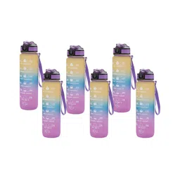 Kuber Industries Yellow & Blue Set of 6 Plastic Colourblocked Water Bottle image 4