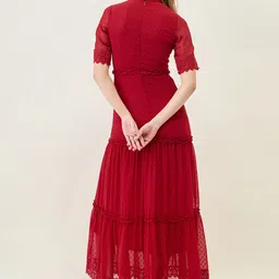 aayu Women Layered Red Maxi/Full Length Dress image 2