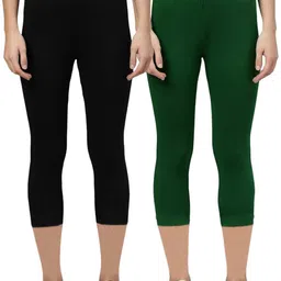 zayanqa 3/4th Capri leggings Women Black, Green Capri-picture-14