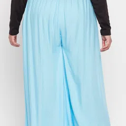 vizcon hub Women Loose Fit Light Blue Viscose Rayon Trousers image 2