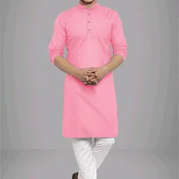 omkar enterprisess Men Cotton Blend Kurta Pyjama Set-picture-20