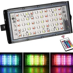 erhindia ( Pack of 1)50 Watts LED Color Changing RGB Led Flood Light with Remote -Pack of 1, Green, Blue & White Flood Light Outdoor Lamp image 2