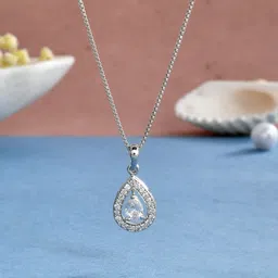 Femme Jam 925 Sterling Silver Pear Cut Zirconia Crystal Teardrop Shape Necklace for Women Princess White Gold Precious Necklace-picture-15