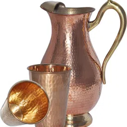 prisha india craft Drinkware Mughlai With 2 Tumbler Best Quality For Ayurveda Benefits Jug Glass Set-picture-12