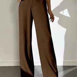 broadstar Women Flared Brown Polyester Trousers-picture-32