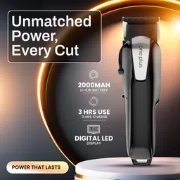 One Plus OP 8083 Cordless Professional Hair Clipper Dual LED Titanium coated blade Trimmer 150 min Runtime 4 Length Settings image 5