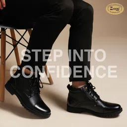 zoom shoes Genuine Leather High Ankle Boots | Lace-Up Cushioned Insole for All-Day Comfort Boots For Men image 3