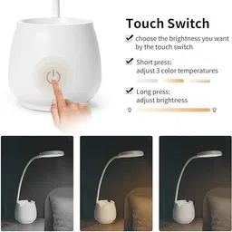 crentila 3 Colour Mode Rechargeable LED Study/Table/Desk Lamp for study | with Pen Holder Study Lamp image 4