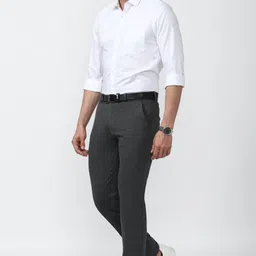 peter england Men Slim Fit Grey Viscose Rayon Trousers image 3