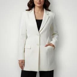 pepzo Women Solid Double Breasted Casual Blazer image 1
