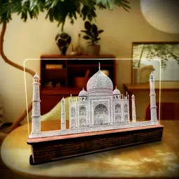 unique miniature Taj Mahal Engraved Acrylic LED Bedside Lamp with Remote Control base Table Lamp-picture-28
