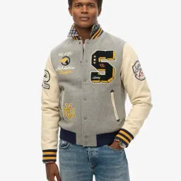 superdry Men Patchwork Regular Fit Bomber Jacket image 1