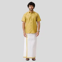 uathayam Men Silk Blend Shirt Dhoti Set-picture-18