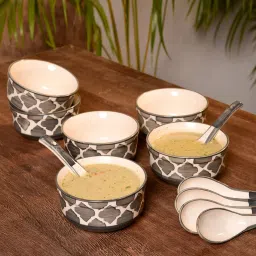 unravel india Dori Ceramic Serving Bowls with Spoons Combo -Set of 12 by Unravel image 1