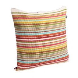 Multicolor Striped Cotton 16 x 16 Inches Cushion Cover by Ambbi Collections image 3