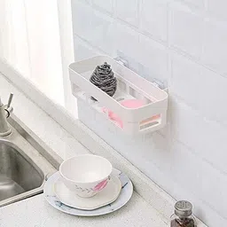 shrey Self Adhesive Wall Hanging BATHROOM floating Shelf (pack of 2) 1.500 Plastic Wall Shelf image 2