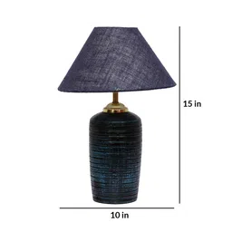 Blue Shade Table Lamp With Terracotta Base By Foziq image 5