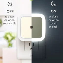 NEWOUTLATE Plug In 0.5W LED Night Light with Auto Sensor (Cool White) Smart Bulb image 2