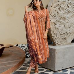mirchi fashion Women Pure Cotton Kurta Pant Dupatta Set-picture-44