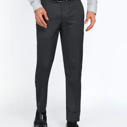 park avenue Men Regular Fit Grey Polyester Trousers image 1