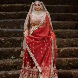 navti creations Net Embroidered Maroon Women Dupatta image 5