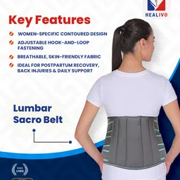 healivo Lumbar Sacro Belt, Support Belt for Lower Back Pain Relief & Sacral Support Back / Lumbar Support image 3