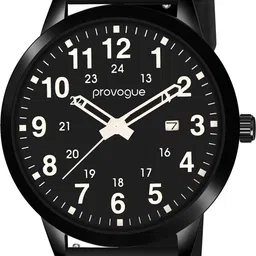 Provogue Premium Stylish Sports Formal Casual Designer Mens Quality Quartz Black Analog Watch - For Men Mens Classic Display Genuine Leather Strap Scratch Resistant Watch For Mens Boy image 2