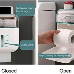 carnival Self Adhesive(No Drill)Wall Mounted Tissue Paper Dispenser With Storage Capacity CR-01 Paper Dispenser image 3