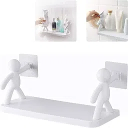 dsr Bathroom Self Sticker Support Without Drilling Multipurpose Wall Mount Plastic Wall Shelf-picture-16