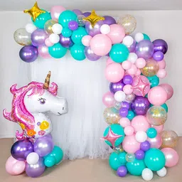 party breeze unicorn theme birthday party decorations items combo kit set supplies balloons-picture-21
