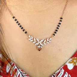 shiny lifestyle Gold Plated CZ Stone Heart Pendant Mangalsutra for Women Brass Mangalsutra image 2