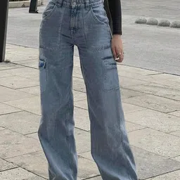 tessora Women Loose Fit High Rise Light Blue Jeans image 3