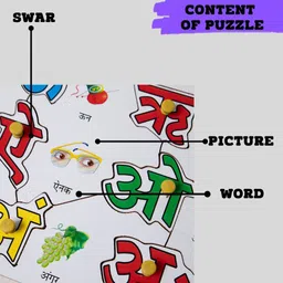 plus shine Learning Hindi Vowels Wooden Puzzle Board Swar Matching Wooden Toy with Knobs image 5