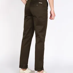 peter england Men Slim Fit Dark Green Polycotton Trousers image 4