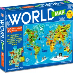 World Map Jigsaw Puzzle | for Kids Educational Puzzle Game Featuring Animals,-image-27
