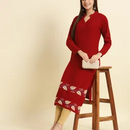 tracy Women Printed Wool Straight Kurta image 1