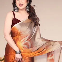 Solid/Plain, Floral Print Bollywood Chiffon, Georgette Saree-image-98