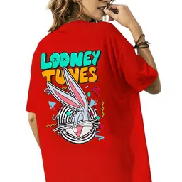 madliyn Women Graphic Print Round Neck Cotton Blend Red T-Shirt-picture-15