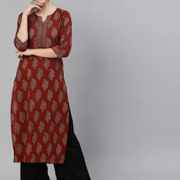 fyunl Women Printed Viscose Rayon Straight Kurta-picture-11