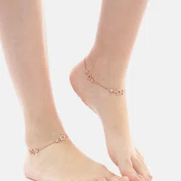 Zavya Women Set of 2 Rose Gold-Plated Sterling Silver Anklets image 4