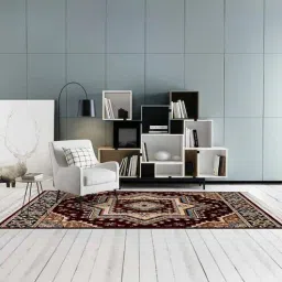 sapana carpet-mats Burgundy & Beige Traditional Polyester 3 x 5 Feet Machine Made Carpet-picture-30