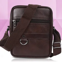 Brown Men Sling Bag Mini Cube Sling Bag for Men Cross body Mobile Side Bags Travel Chest Bags-image-5