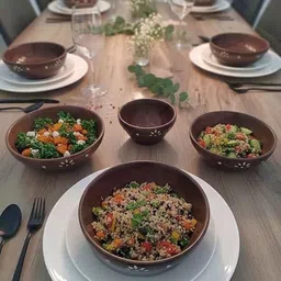 cleevora Wooden Serving Bowl Wooden Mixing Bowl Set of 3 Brass Inlay - Food Prep, Serving, Home Decor image 3