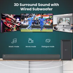 Portronics Pure Sound 101 Soundbar Wired Woofer 120W, 2.1 Channel, HD Sound, Remote Control 120 W Bluetooth Soundbar image 4